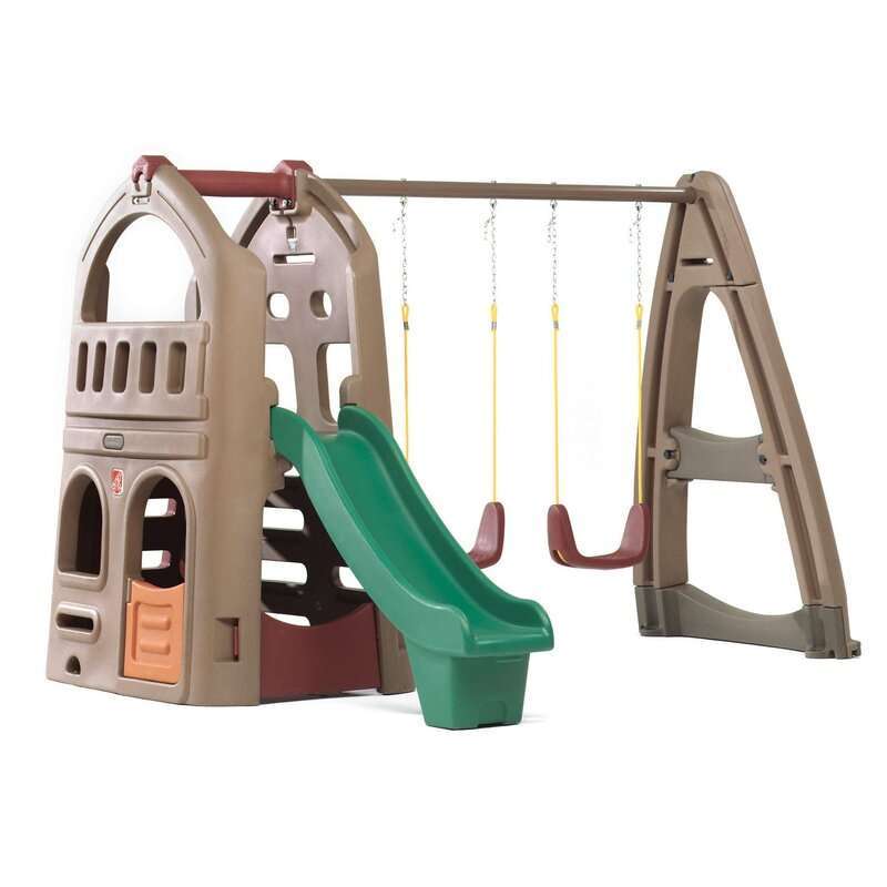 Naturally Playful Playhouse Climber Swing Set